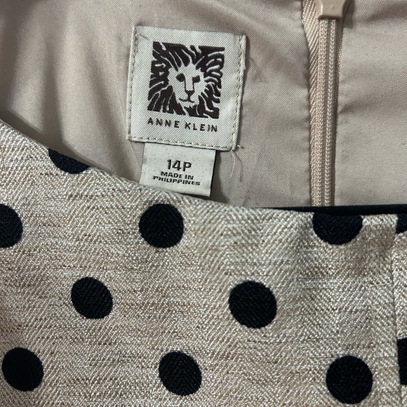 Petite Anne Klein Beige and Black Polka Dot Dress - Picture 4 of 5